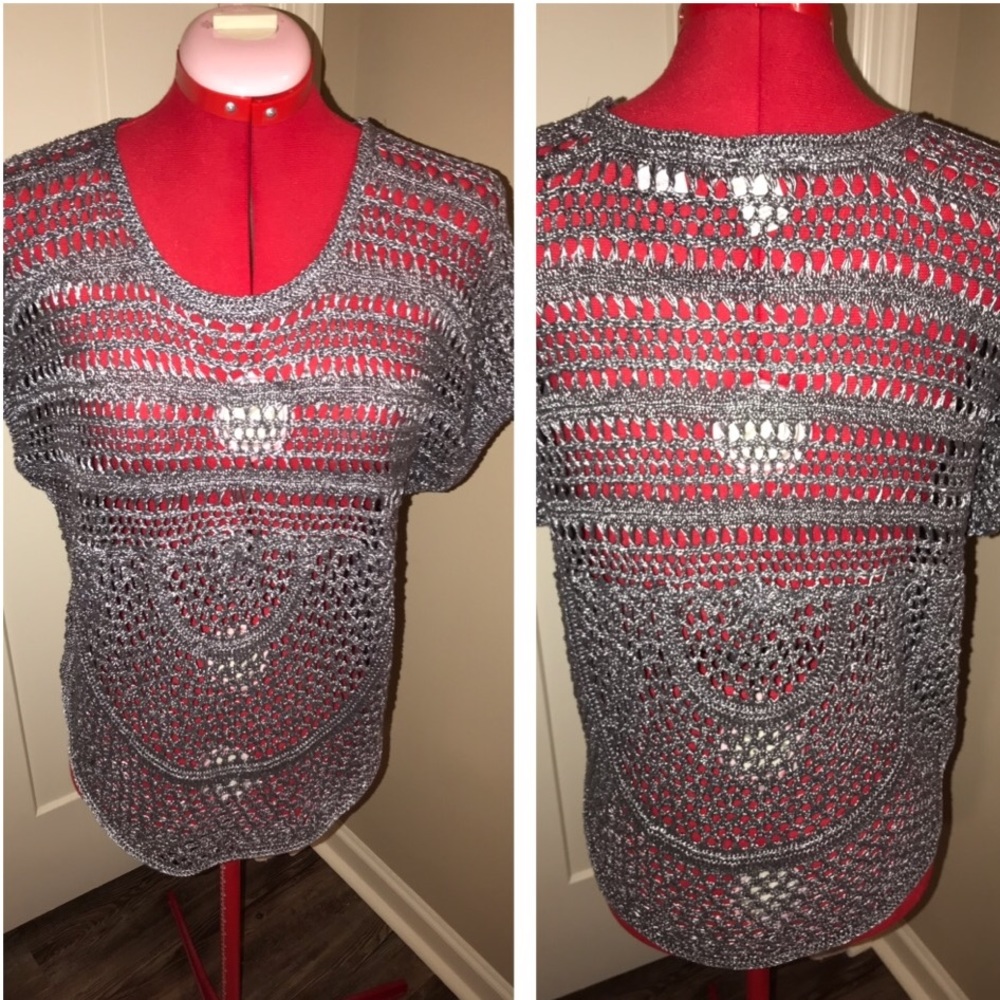 MUDD METALLIC CHARCOAL GRAY WOVEN SWEATER VEST M